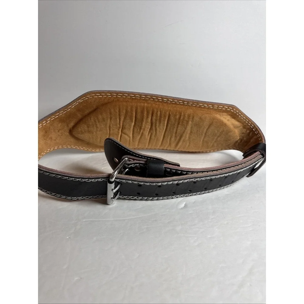Jaffick Men's Genuine Leather Weight Lifting Belt Lumbar Back Support 53in Total